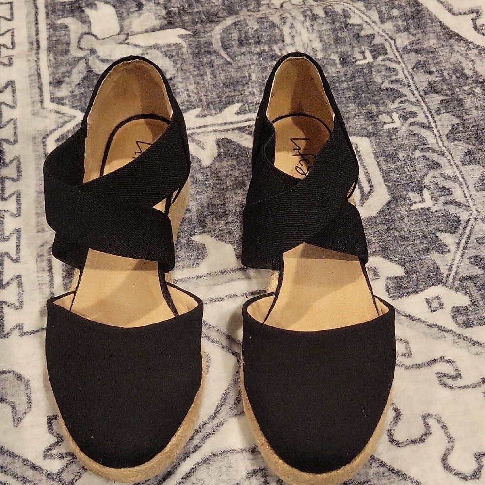 Black Espadrille Wedges